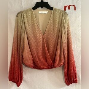 LADIES TAN & RED CROP TOP